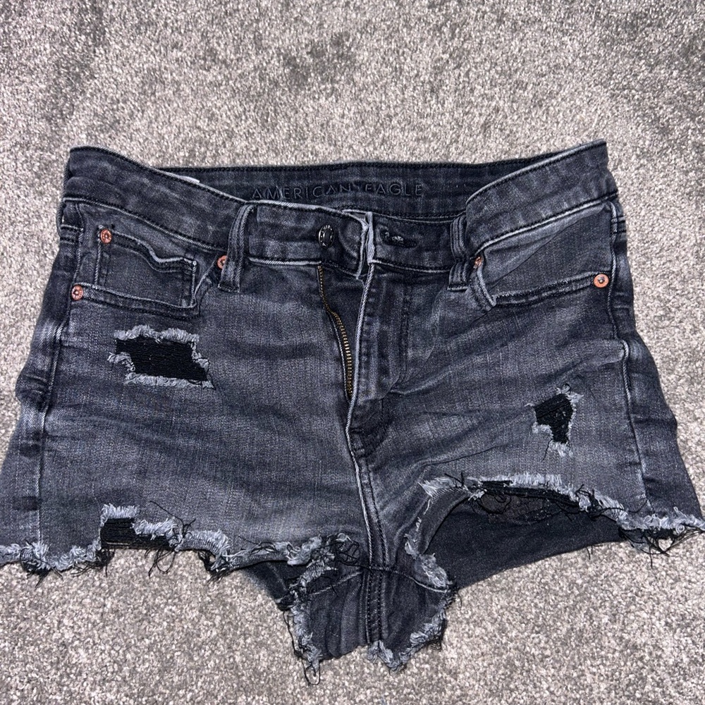 Black denim American eagle denim shorts